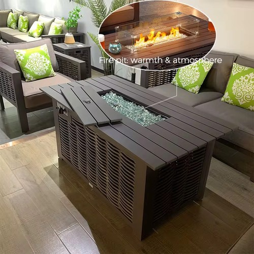 Aluminium gas fire pit - aluminium, dining