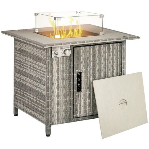 Outsunny rattan gas fire pit - gas,