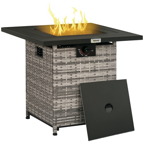 Square gas fire pit - pit, table
