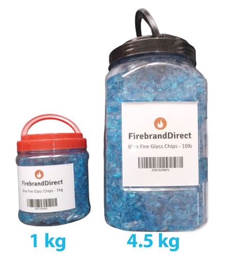 Blue fire glass - glass, pit