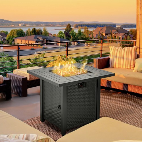 Square propane fire pit table - fire,