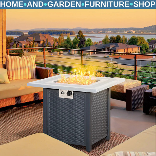 Metal outdoor fire pit - fire, table