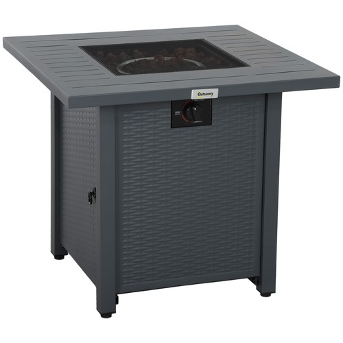 Square gas fire pit table - fire,