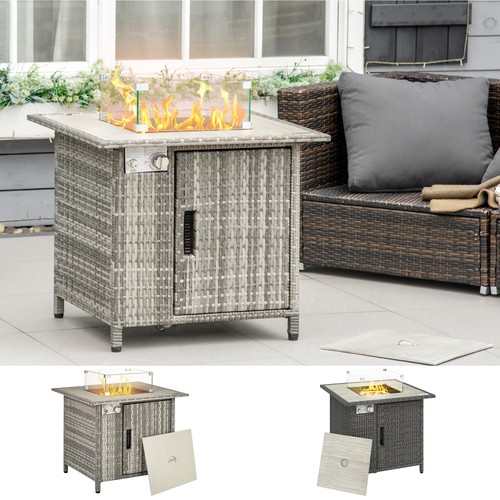 Rattan gas fire pit table - gas,