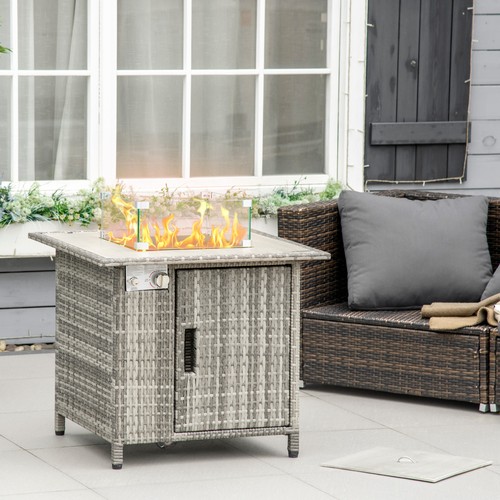 Outsunny rattan gas fire pit - outsunny,